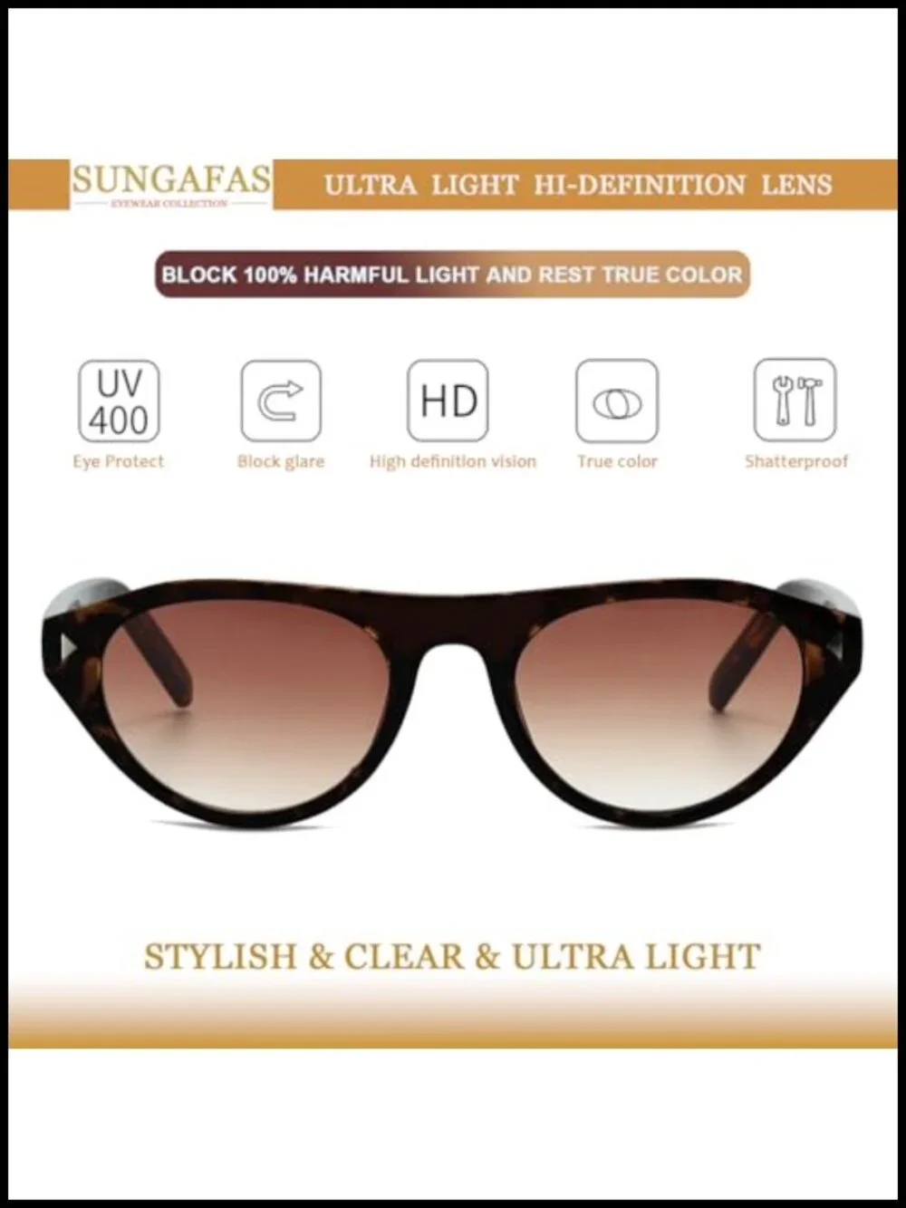Retro Small Oval Cat Eye Sunglasses UV400 Protection Vintage Style